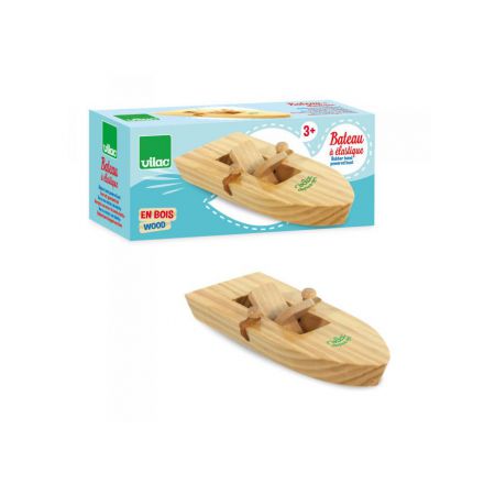 Bateau à élastique en bois 