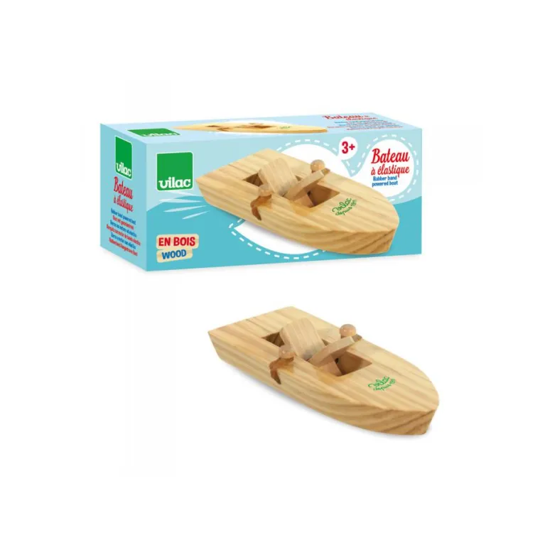 Bateau à élastique en bois 