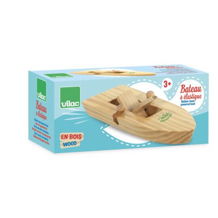 Bateau à propulsion élastique en bois 