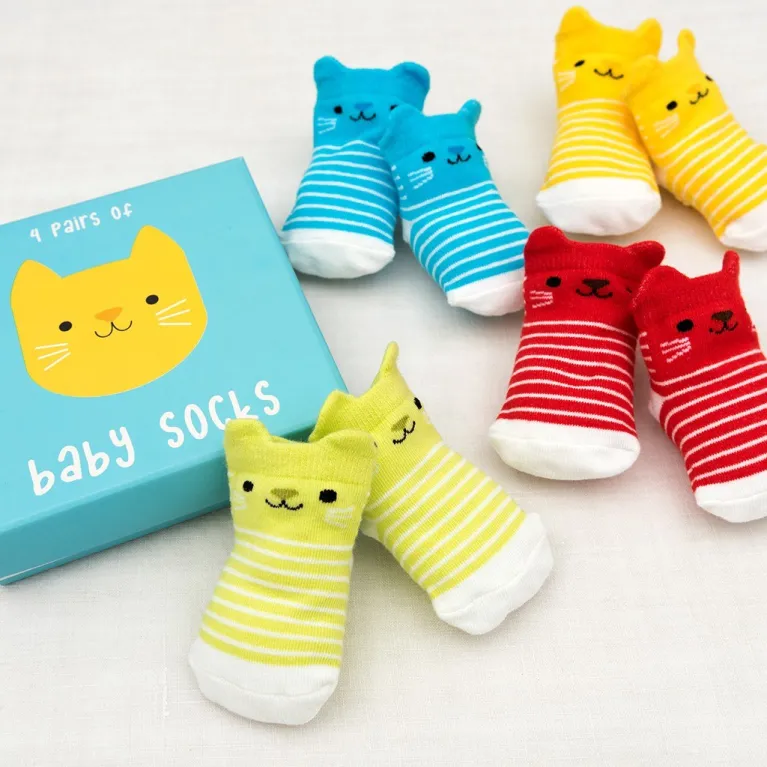 Coffret cadeau 4 chaussettes - bébé chat