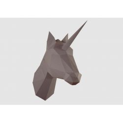 Trophée origami Cheval brun licorne