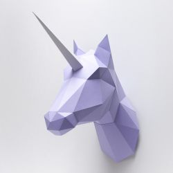 Trophée en origami Cheval / Licorne purple Assembli