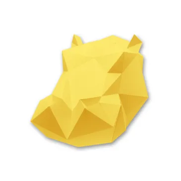 Kit tête d'hippopotame jaune en origami Assembli