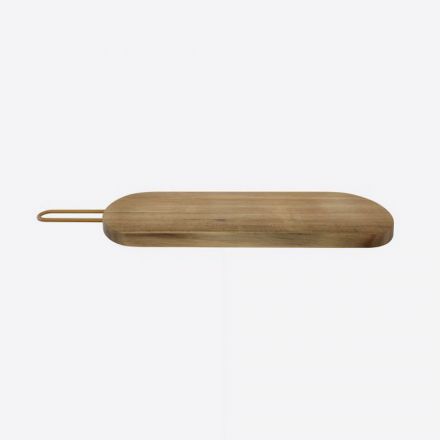 Planche en bois d'arcacia avec poignée en cuivre - Point virgule - 50 x 12 x 2 cm.