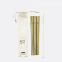 Set de 6 pailles en bambou avec brosse de nettoyage - 19.5 cm