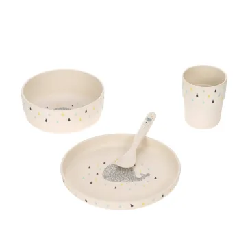 Coffret vaisselle bambou baleine - My little water baleine - Lassig