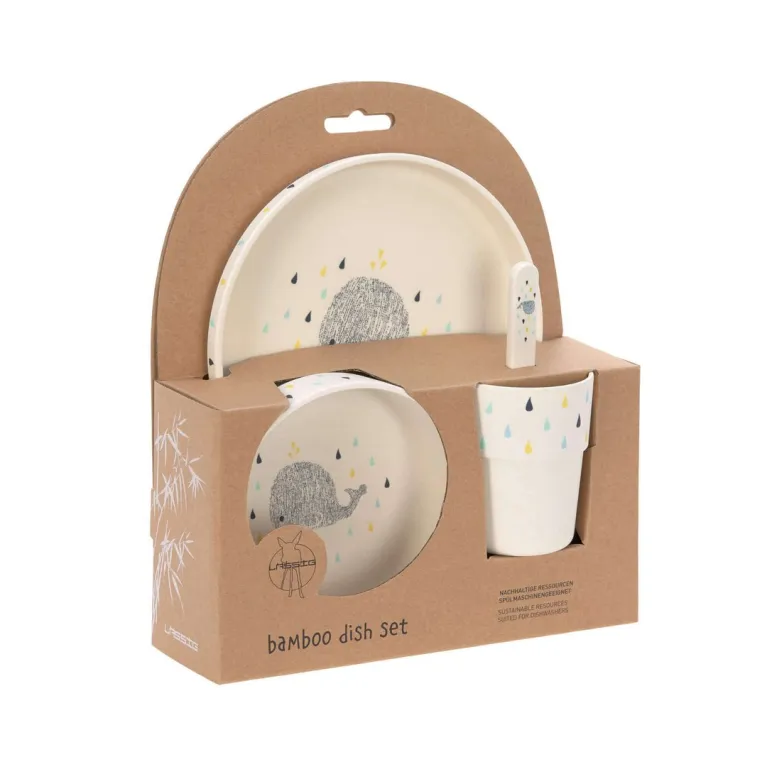 Coffret vaisselle bambou baleine - My little water baleine - Lassig