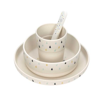 Coffret vaisselle bambou baleine - My little water baleine - Lassig