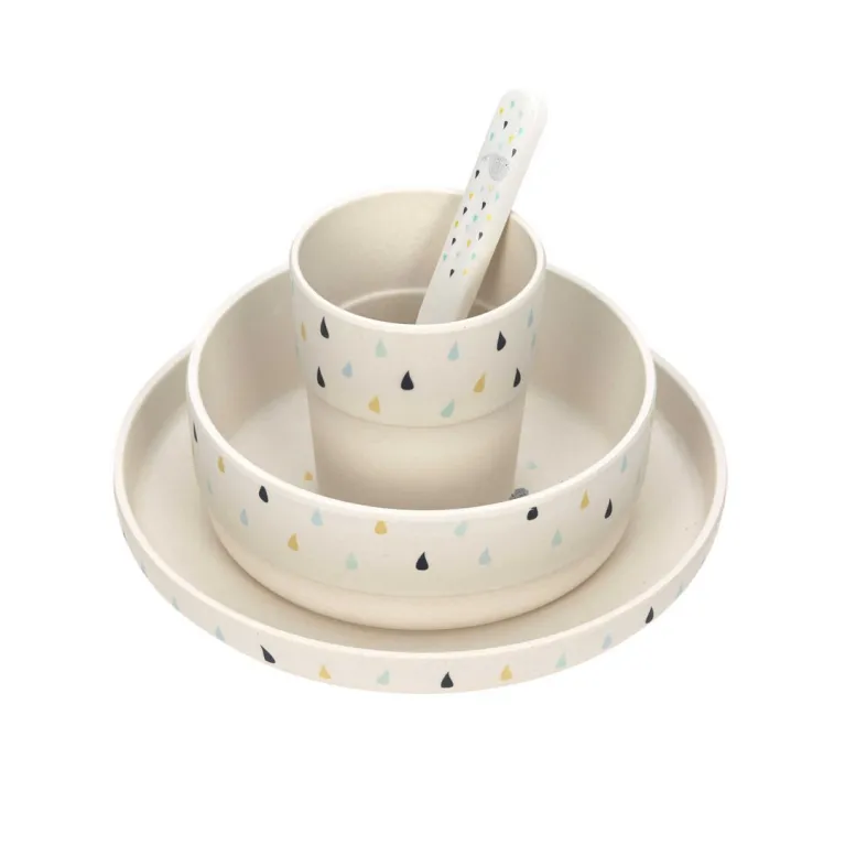 Coffret vaisselle bambou baleine - My little water baleine - Lassig