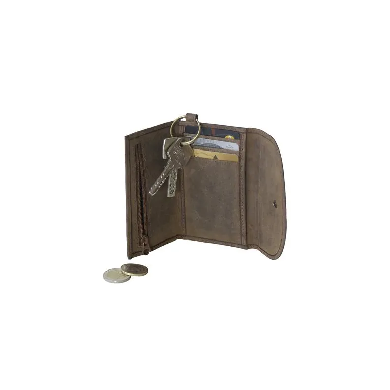 Portefeuille en cuir à bouton - Oregon - 12 x 7 cm