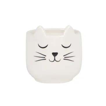 Petit pot pour plante - Chat blanc qui dort