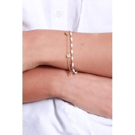 Bracelet double Bahati doré noir Shlomit Ofir.