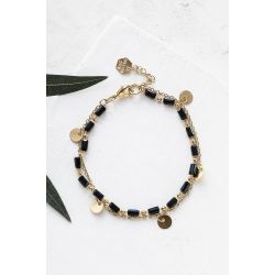 Bracelet double Bahati doré noir Shlomit Ofir