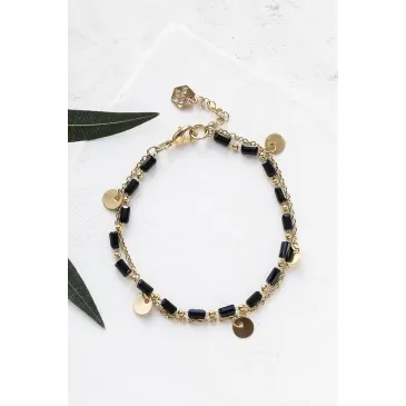 Bracelet double Bahati doré noir Shlomit Ofir.