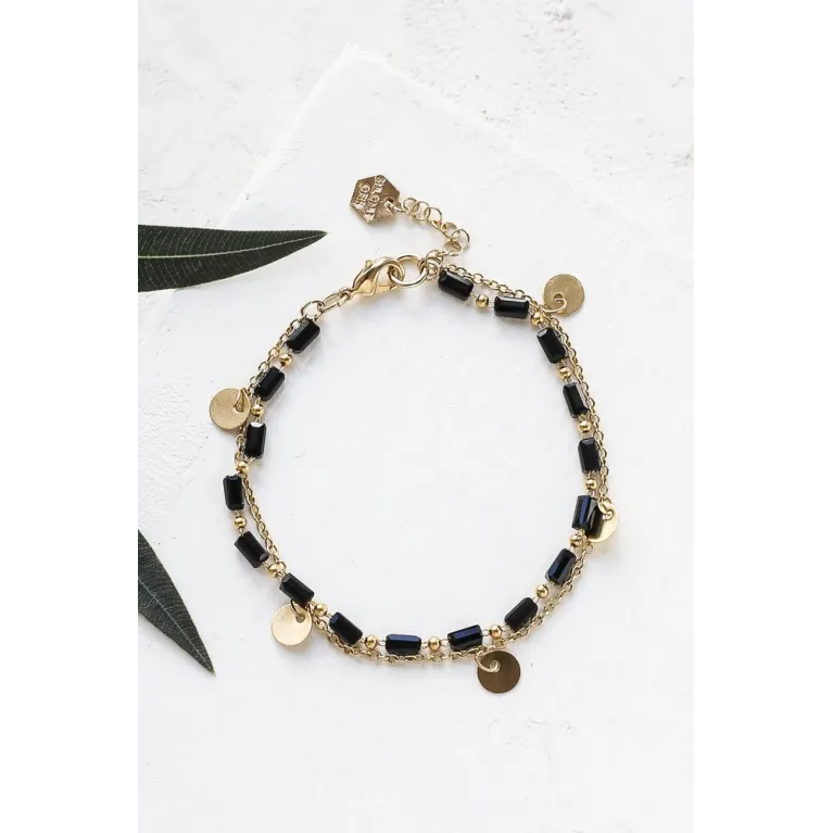 Bracelet double Bahati doré noir Shlomit Ofir.