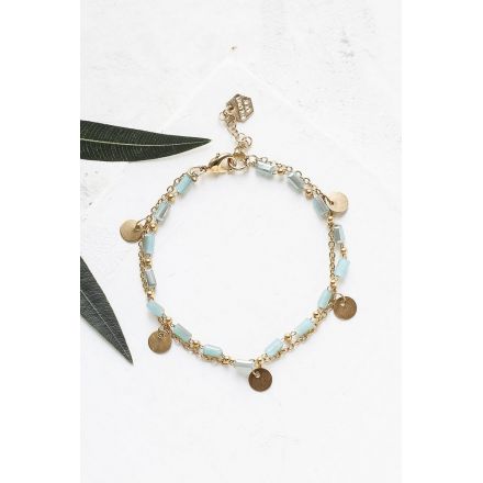 Bracelet double Bahati doré vert d'eau Shlomit Ofir.