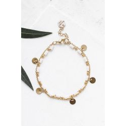 Bracelet double Bahati doré Blanc Shlomit Ofir