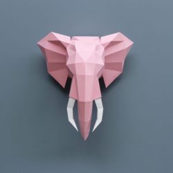 Trophée en origami éléphant Rose Assembli