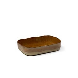 Petit plat à four 23x 15 cm Merci n°5 ocre/brun