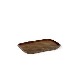 Assiette rectangulaire Merci n°2 ocre/brun