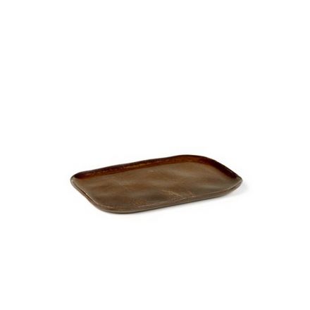 Assiette rectangulaire Merci n°2 ocre/brun