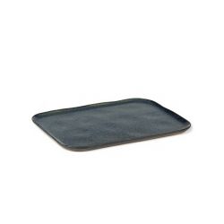 Grande assiette rectangulaire 32 x 23 cm Merci n°1 bleu/gris
