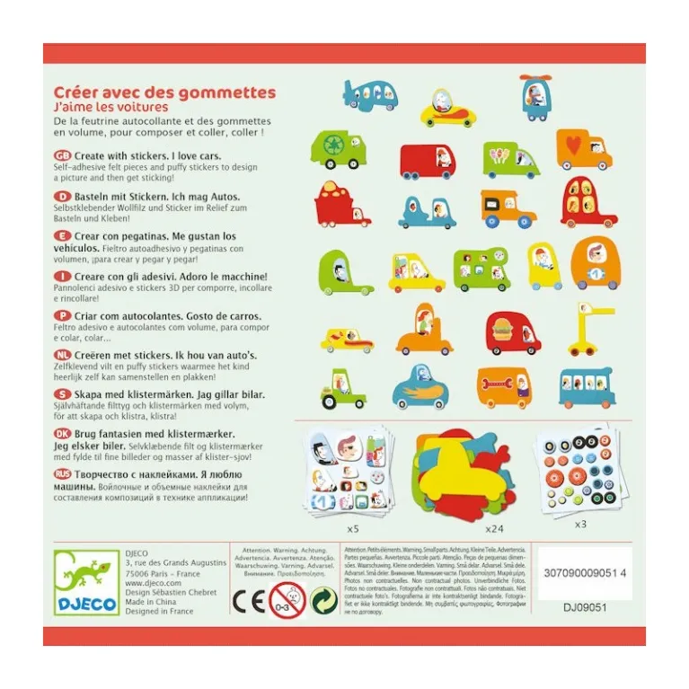 Stickers gommettes - J'aime les voitures