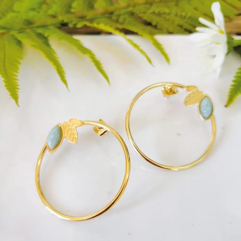 Boucles d'oreilles Alice grand format Amazonite