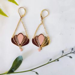 Boucles d'oreilles Chloé rose 5 pétales Aurélie Joliff