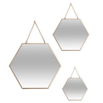 Miroir hexagonal chaine doré grand modèle C
