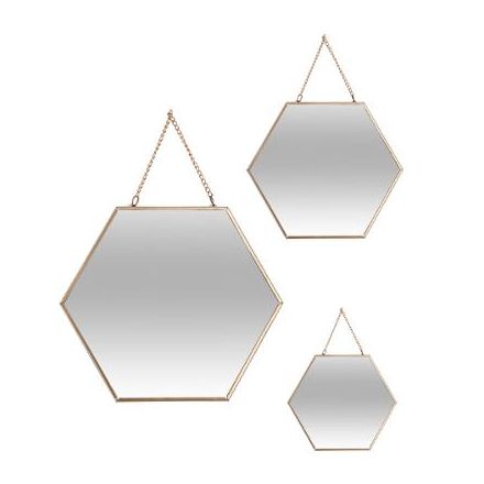 Miroir hexagonal chaine doré petit modèle A