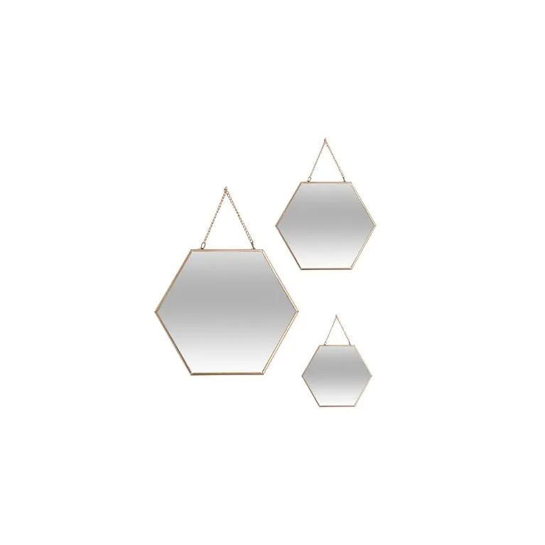 Miroir hexagonal chaine doré petit modèle A