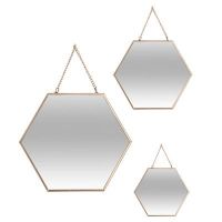 Miroir hexagonal chaine doré petit modèle A