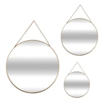 Mirroir rond à chaine doré petit A
