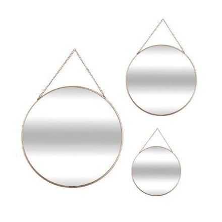 Mirroir rond à chaine doré moyen B