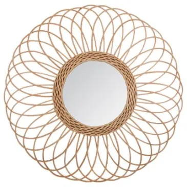 Miroir rotin rosace D 58 cm