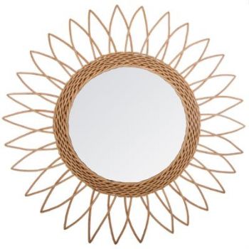 Miroir rotin soleil pointu D 50 cm