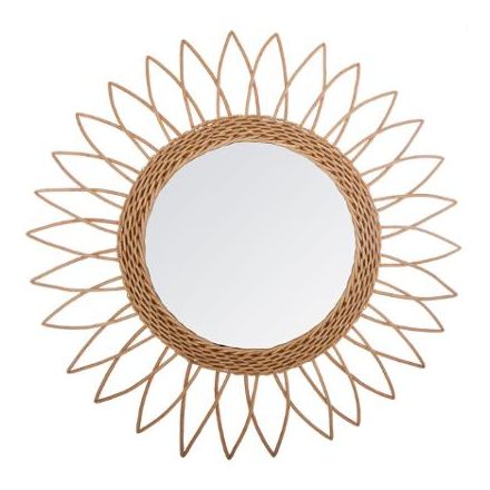 Miroir rotin soleil pointu D 50 cm