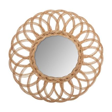 Miroir rotin fleur multi D 50 cm