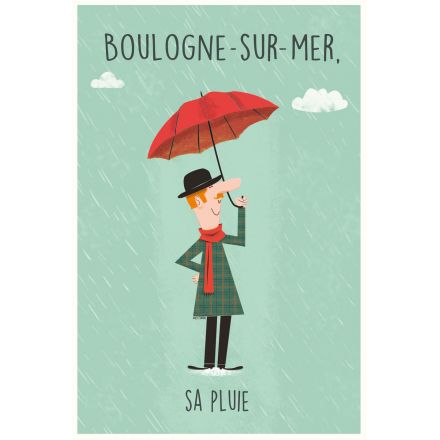 Carte postale - Boulogne sur mer - Sa pluie - Echarpe et pantalon 