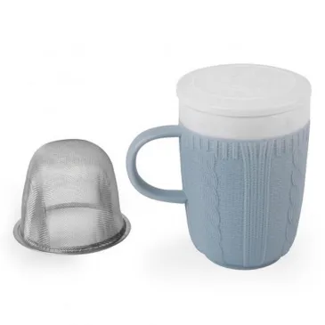 Mug céramique - Filtre inox - Bleu clair