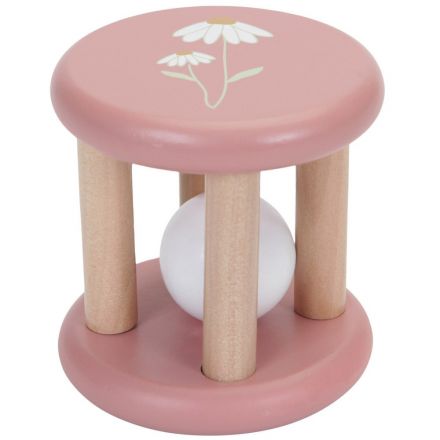 Hochet roulant en bois - Rose 