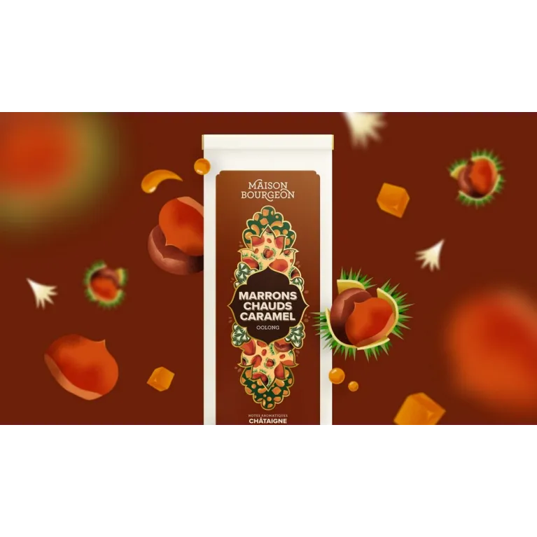 Sachet 100 g - Thé oolong - Marrons chauds caramel 