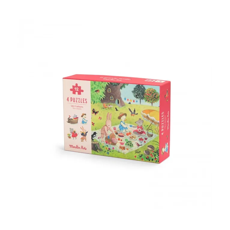 4 mini puzzle 12 pièces - Les 4 saisons - La Grande famille