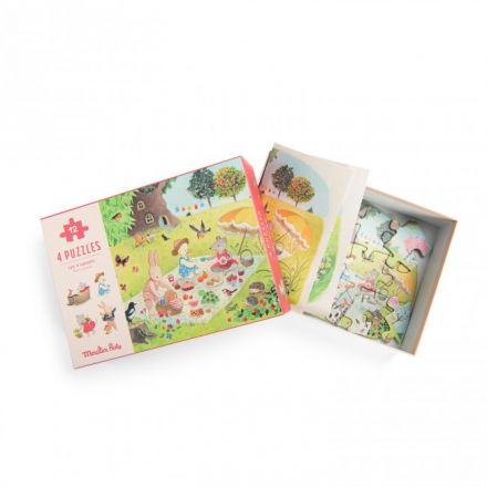 4 mini puzzle 12 pièces - Les 4 saisons - La Grande famille
