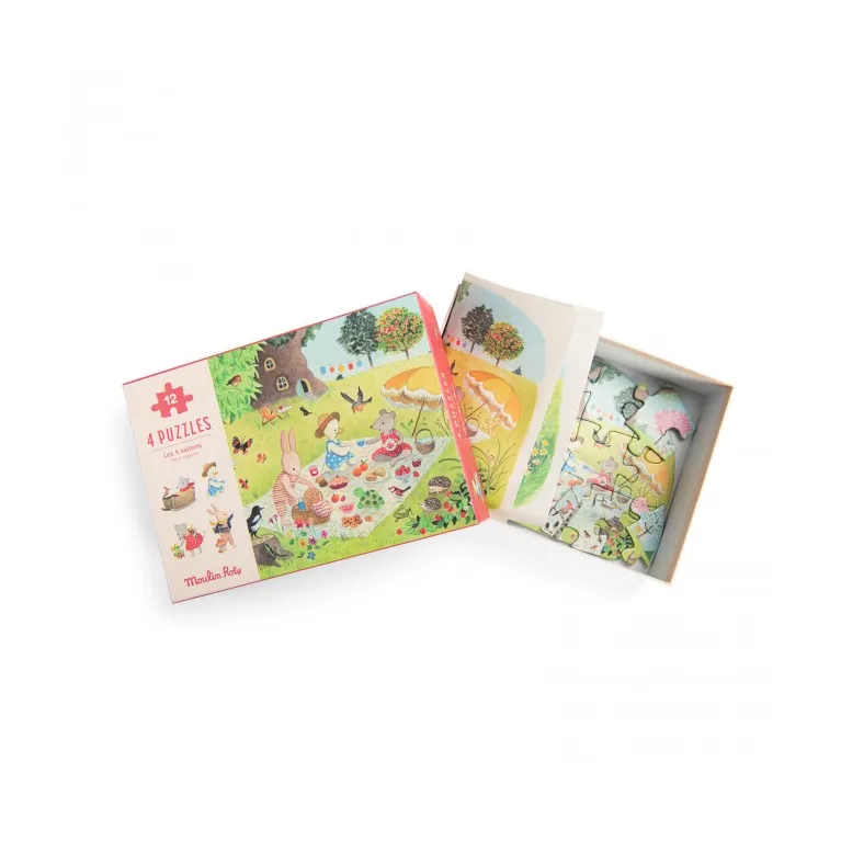 4 mini puzzle 12 pièces - Les 4 saisons - La Grande famille