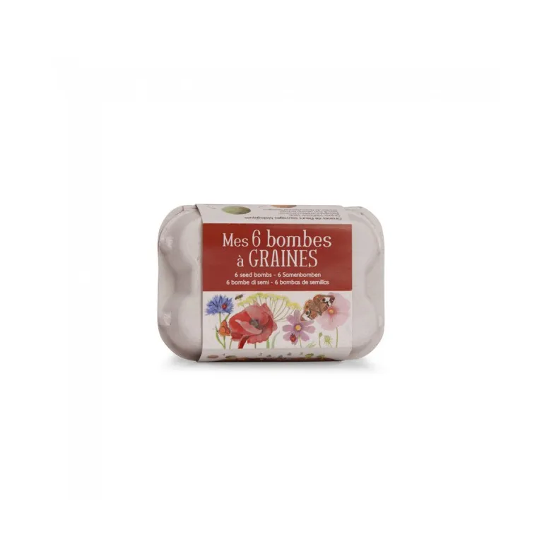Boîte à oeufs - 6 bombes à graines - Le jardin du Moulin