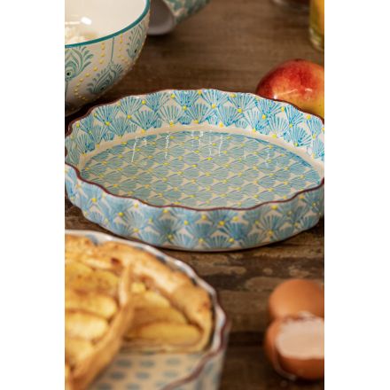 Plat à quiche - Motifs turquoises