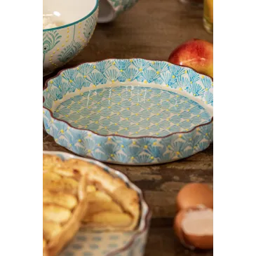 Plat à quiche - Motifs turquoises