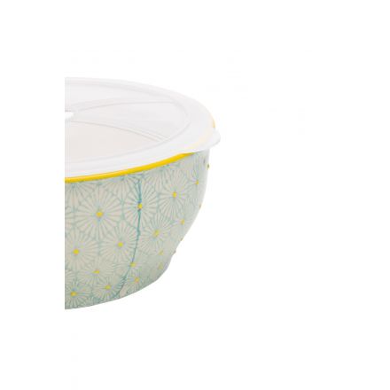 Bol art déco avec couvercle - Motifs bleus